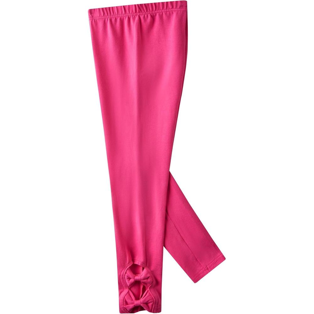 imageNoomelfish Girls Cotton Bow Stretch Leggings Kids Soft Ankle Length Tights Pants 412 YearsHot Pink