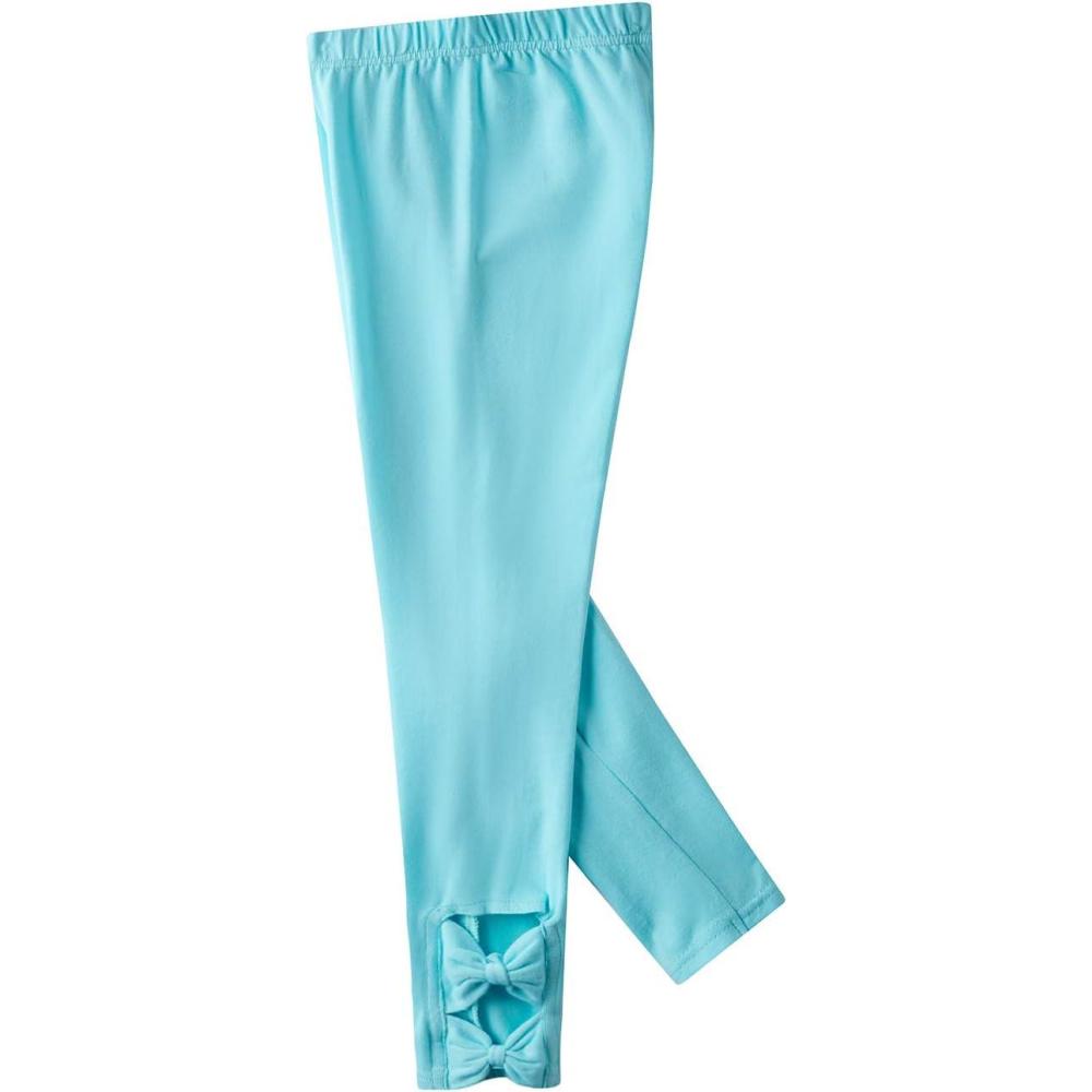 imageNoomelfish Girls Cotton Bow Stretch Leggings Kids Soft Ankle Length Tights Pants 412 YearsTurquoise