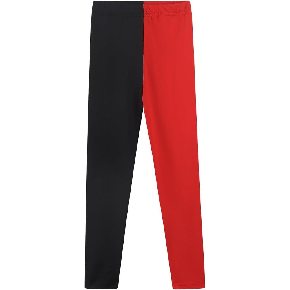 imageNoomelfish Girls Printed Leggings Soft Full Length Stretch Pants 412 YearsBlackRed