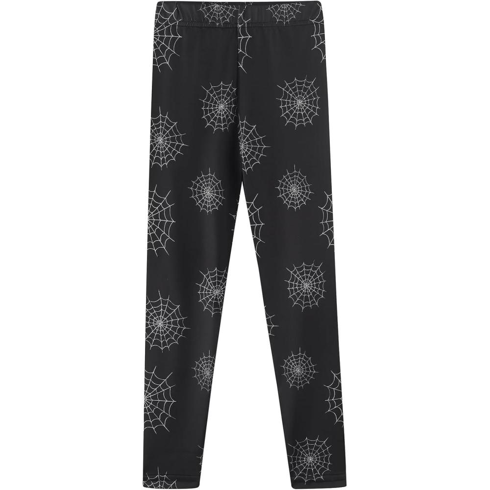 imageNoomelfish Girls Printed Leggings Soft Full Length Stretch Pants 412 YearsSpiderweb