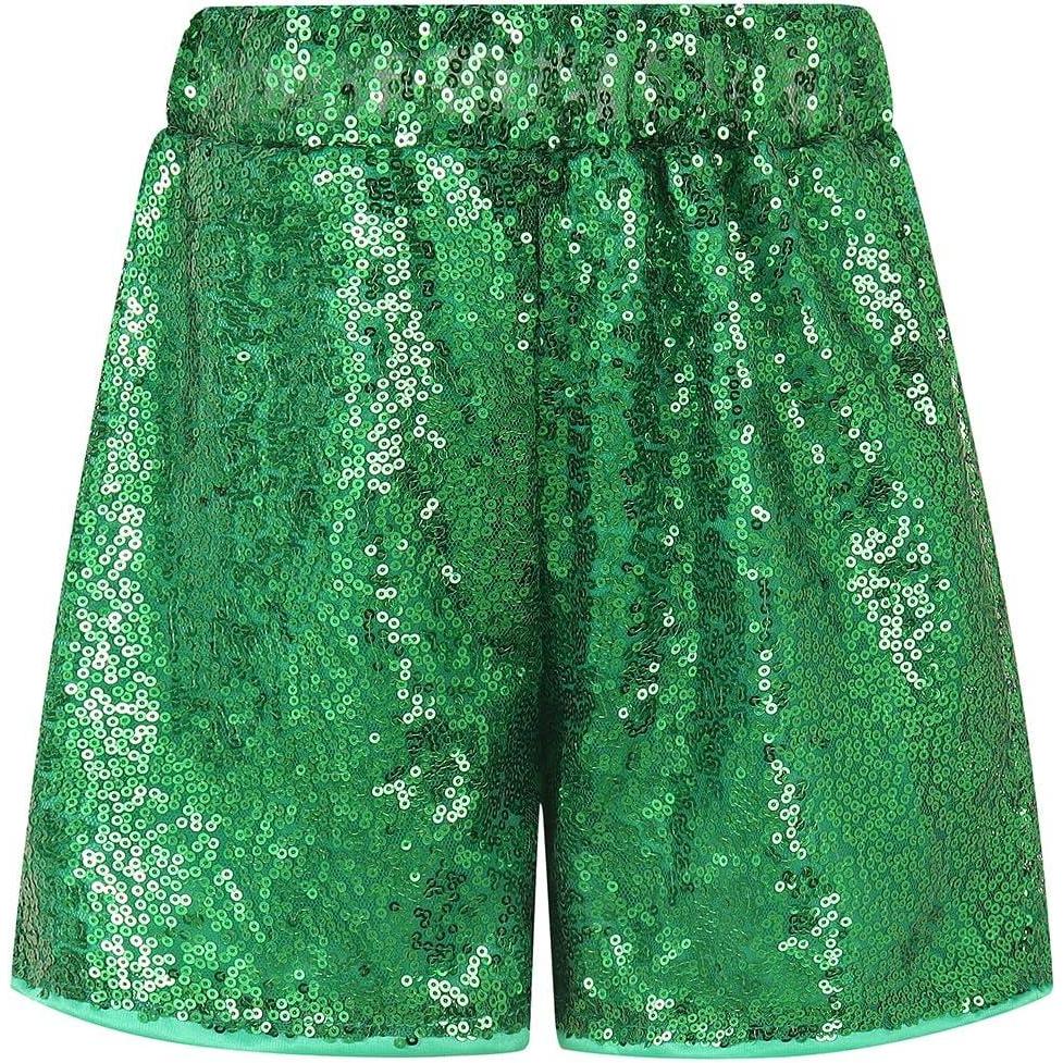 imageNoomelfish Girls Sparkly Sequin Shorts Elastic Waist Glitter Party Dance Short Pants 512 YearsGreen