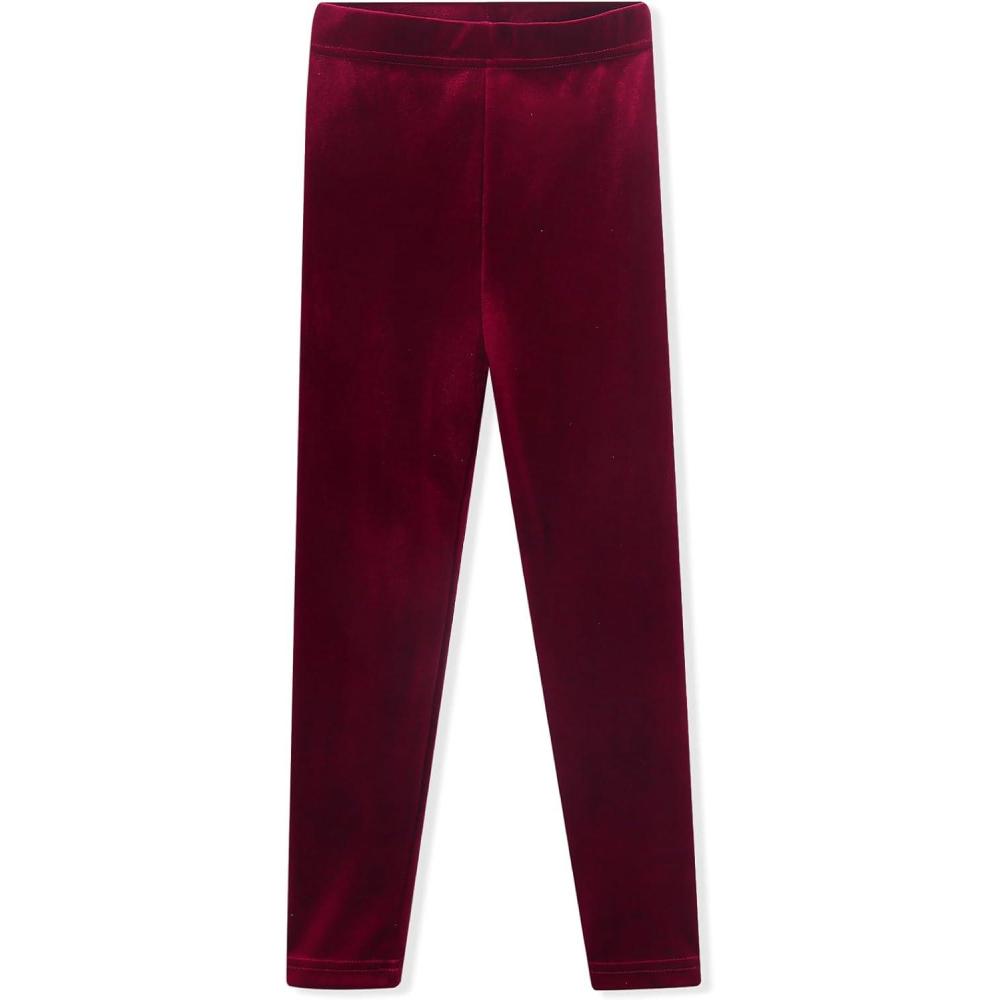 imageNoomelfish Girls Velvet Leggings Kids Soft Warm Stretch Yoga Pants512 YearsBurgundy
