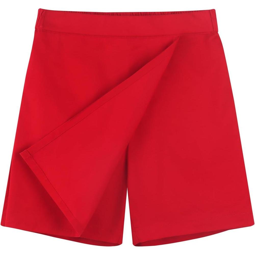imageNoomelfish Girls Wrap Skort Cute School Uniform Skirt Shorts 512 YearsRed