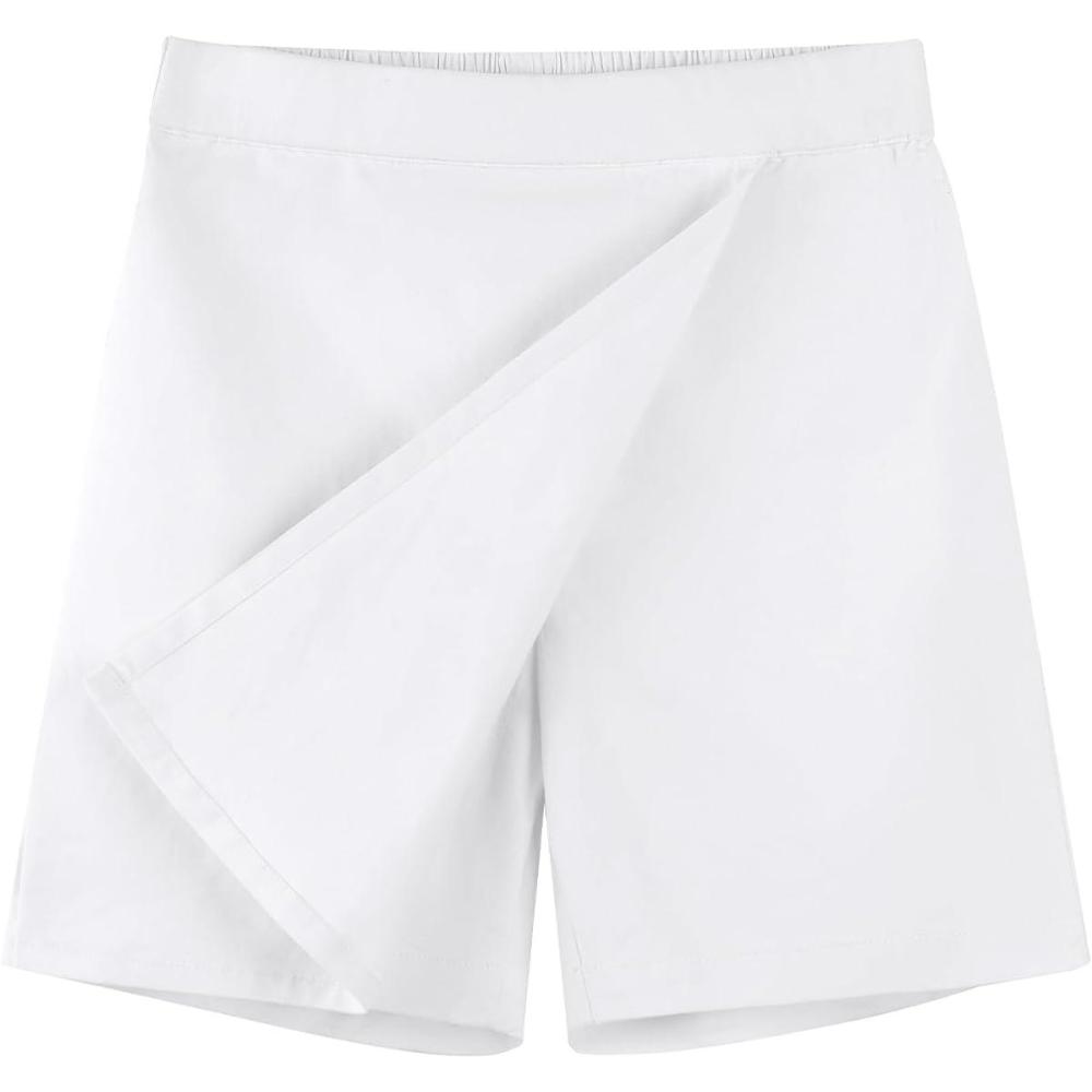 imageNoomelfish Girls Wrap Skort Cute School Uniform Skirt Shorts 512 YearsWhite