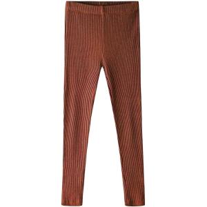 Noomelfish Girls Basic Ribbed Leggings Kids Cotton Kint Footless Full Length Tights Pants (2-14 Years)(Brown)