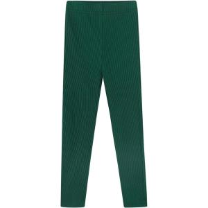 Noomelfish Girls Basic Ribbed Leggings Kids Cotton Kint Footless Full Length Tights Pants (2-14 Years)(Dark Green)