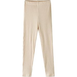 Noomelfish Girls Basic Ribbed Leggings Kids Cotton Kint Footless Full Length Tights Pants (2-14 Years)(Khaki)