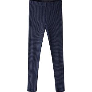 Noomelfish Girls Basic Ribbed Leggings Kids Cotton Kint Footless Full Length Tights Pants (2-14 Years)(Navy)