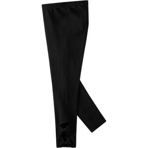 Noomelfish Girls Cotton Bow Stretch Leggings Kids Soft Ankle Length Tights Pants (4-12 Years)(Black)