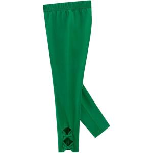 Noomelfish Girls Cotton Bow Stretch Leggings Kids Soft Ankle Length Tights Pants (4-12 Years)(Green)