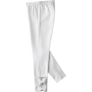 Noomelfish Girls Cotton Bow Stretch Leggings Kids Soft Ankle Length Tights Pants (4-12 Years)(White)