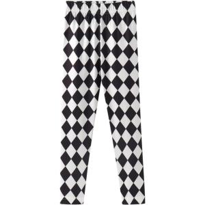 Noomelfish Girls Printed Leggings Soft Full Length Stretch Pants (4-12 Years)(Black and White Diamond)