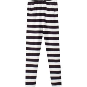 Noomelfish Girls Printed Leggings Soft Full Length Stretch Pants (4-12 Years)(Black and White Striped)