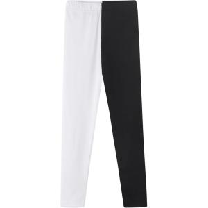 Noomelfish Girls Printed Leggings Soft Full Length Stretch Pants (4-12 Years)(Black/White)