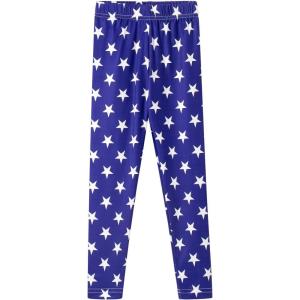 Noomelfish Girls Printed Leggings Soft Full Length Stretch Pants (4-12 Years)(Blue and White Stars)