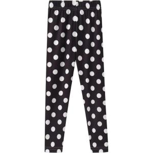 Noomelfish Girls Printed Leggings Soft Full Length Stretch Pants (4-12 Years)(Polka Dots Black)