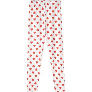 Noomelfish Girls Printed Leggings Soft Full Length Stretch Pants (4-12 Years)(Red Heart White)