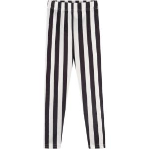 Noomelfish Girls Printed Leggings Soft Full Length Stretch Pants (4-12 Years)(Vertical Striped Black and White)