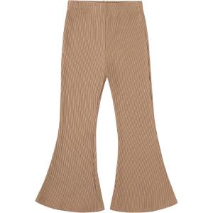 Noomelfish Girls Ribbed Flared Pants Cotton Ruffle Leggings Bell Bottoms (4-12 Years)(Dark Khaki)