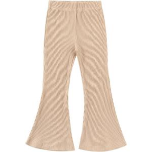 Noomelfish Girls Ribbed Flared Pants Cotton Ruffle Leggings Bell Bottoms (4-12 Years)(Khaki)