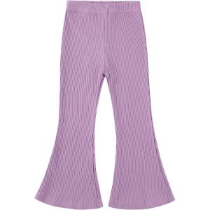 Noomelfish Girls Ribbed Flared Pants Cotton Ruffle Leggings Bell Bottoms (4-12 Years)(Light Purple)