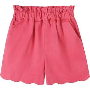 Noomelfish Girls Scalloped Stretch Twill Pull On Shorts with Pockets (5-12 Years)(Hot Pink)