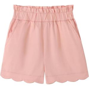 Noomelfish Girls Scalloped Stretch Twill Pull On Shorts with Pockets (5-12 Years)(Light Pink)
