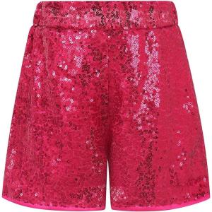 Noomelfish Girls Sparkly Sequin Shorts Elastic Waist Glitter Party Dance Short Pants (5-12 Years)(Hot Pink)