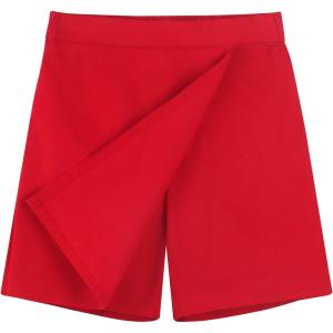 Noomelfish Girls Wrap Skort Cute School Uniform Skirt Shorts (5-12 Years)(Red)