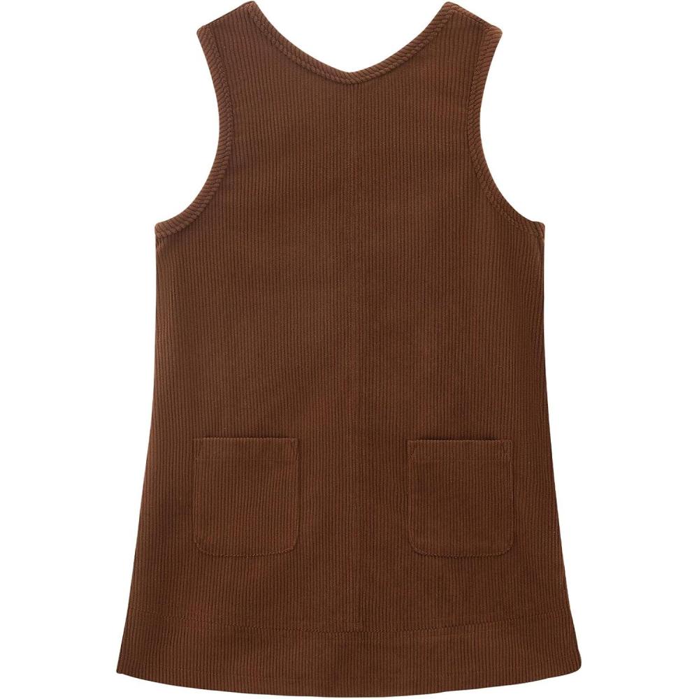 imageNoomelfish Girl Corduroy Jumper Dress Skirtall Overall Dresses Pinafore with Pockets512 YearsBrown