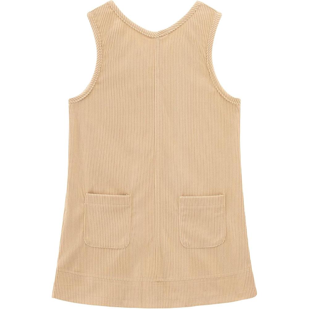 imageNoomelfish Girl Corduroy Jumper Dress Skirtall Overall Dresses Pinafore with Pockets512 YearsKhaki