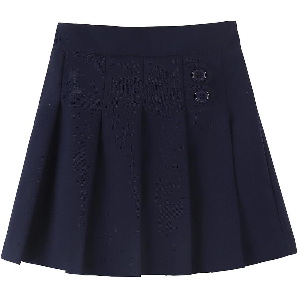 imageNoomelfish Girls Button Pleated Scooter Skirt School Uniform Skort 512 YearsNavy Blue