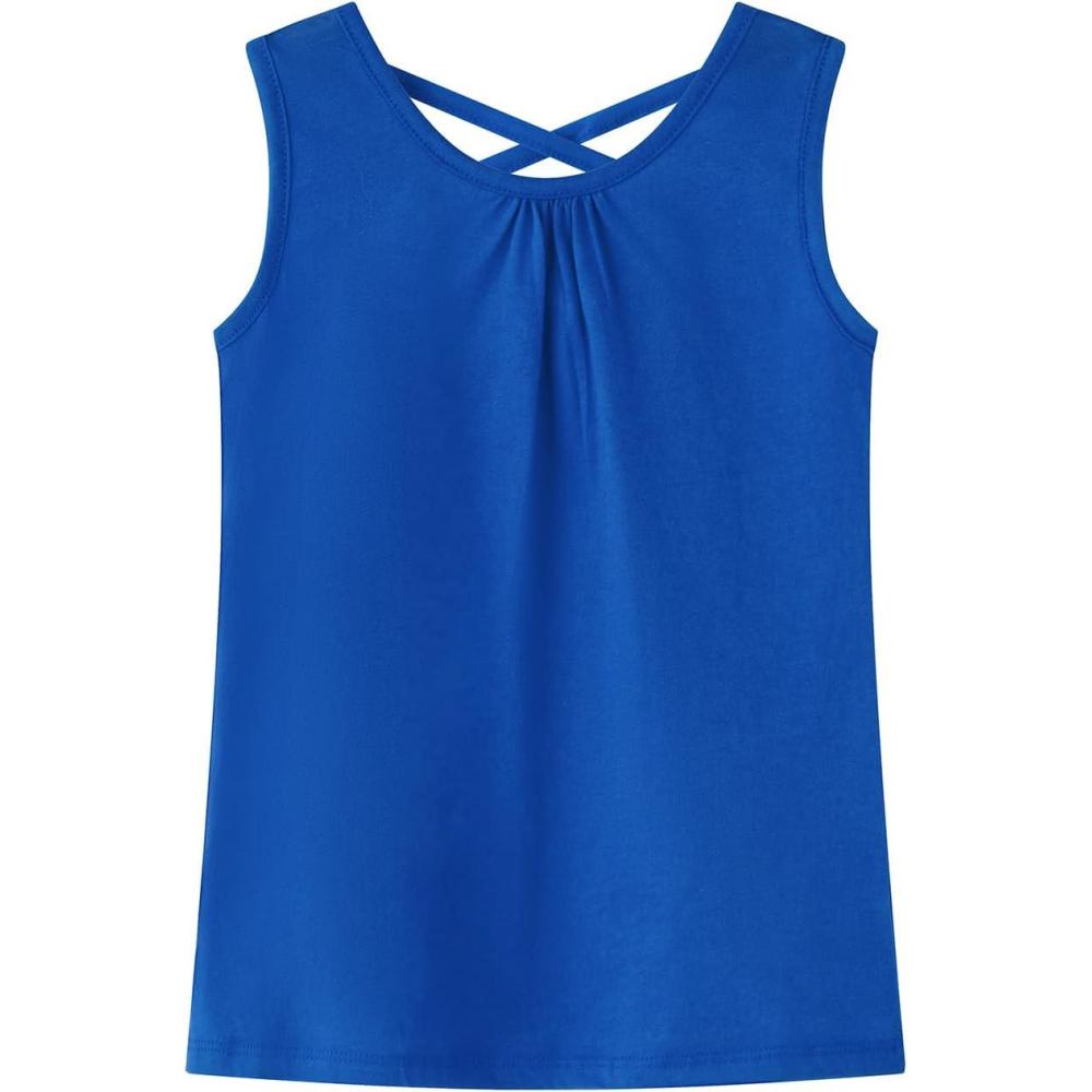 imageNoomelfish Girls Criss Cross Back Tank Tops Soft Jersey Cotton Sleeveless Shirts 312 YearsRoyal Blue