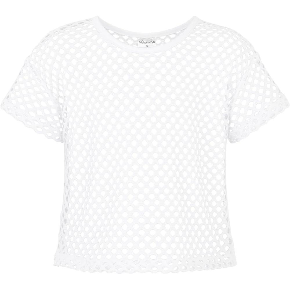imageNoomelfish Girls Fishnet Crochet Crop Tops Kids Short Sleeve Mesh Dance TShirts Blouse512 YearsWhite