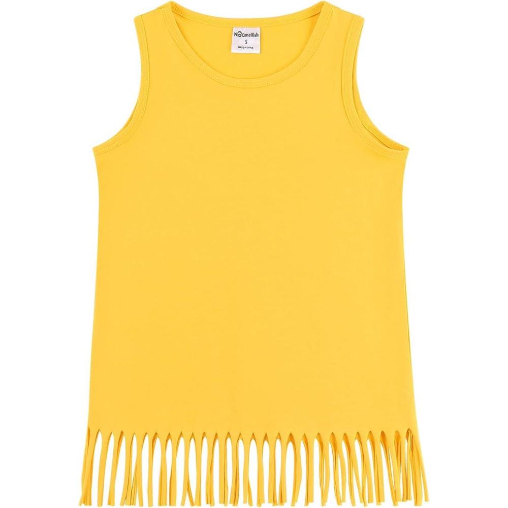 imageNoomelfish Girls Fringe Tank Tops Cotton Summer Sleeveless Shirts 512 YearsGold Yellow