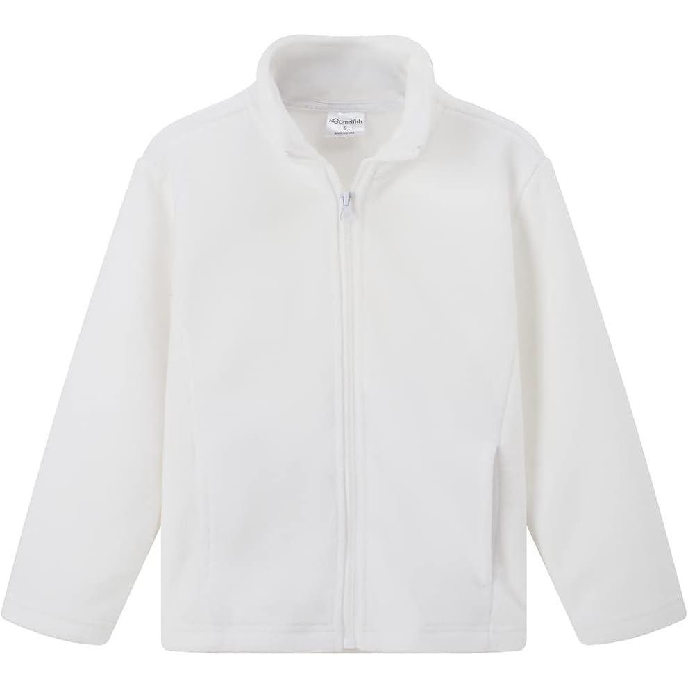 imageNoomelfish Girls Full Zip Soft Polar Fleece Jacket Outerwear Coat With Pockets 514 YearsWhite