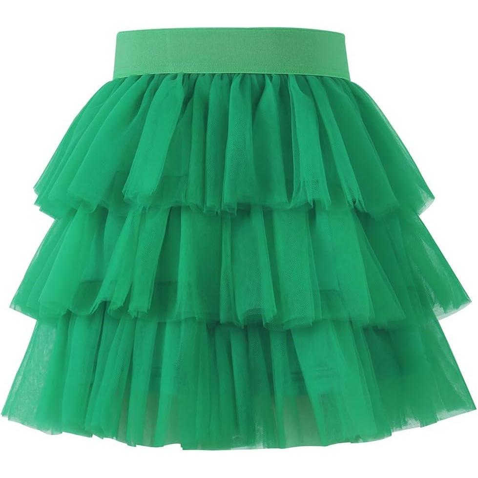 imageNoomelfish Girls Layered Tutu Skirt Ruffle Tiered Tulle Party Dance Skirt 310 YearsGreen