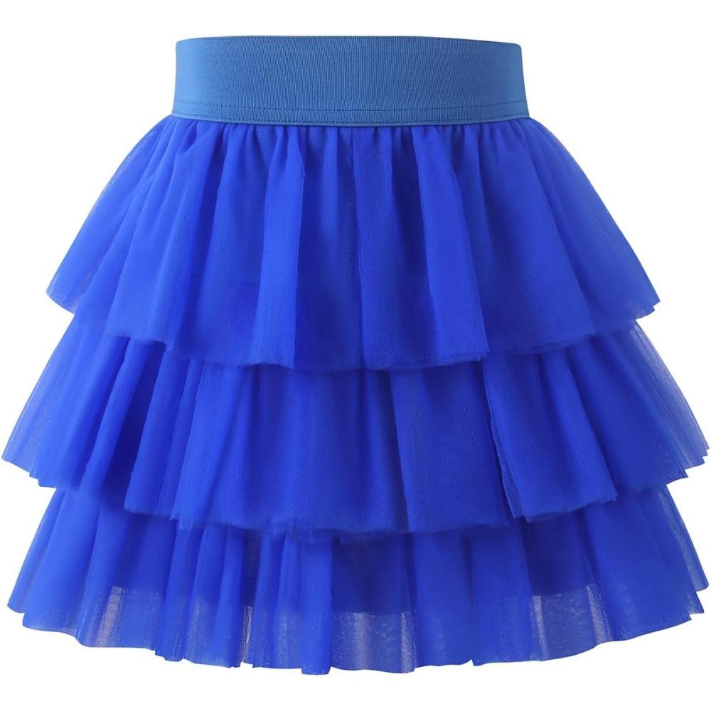 imageNoomelfish Girls Layered Tutu Skirt Ruffle Tiered Tulle Party Dance Skirt 310 YearsRoyal Blue