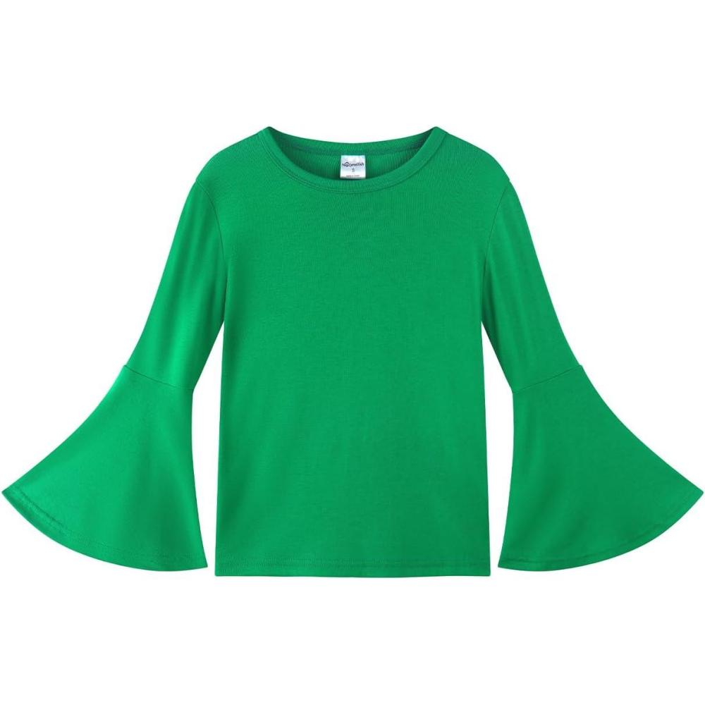 imageNoomelfish Girls Long Bell Sleeve Top Cute Western Shirts Blouse 512 YearsGreen
