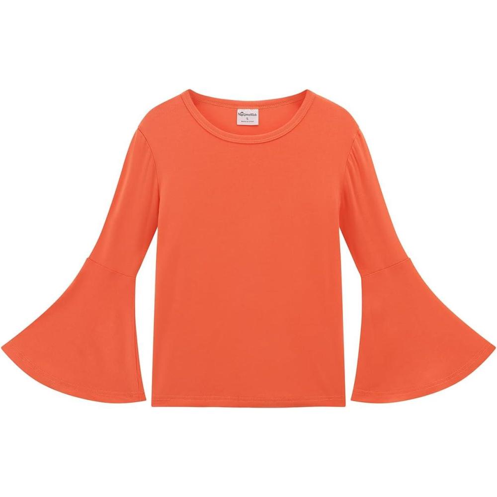 imageNoomelfish Girls Long Bell Sleeve Top Cute Western Shirts Blouse 512 YearsOrange