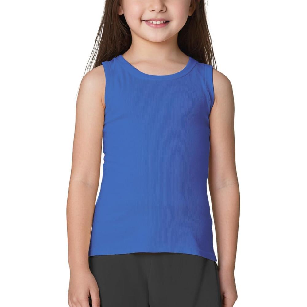 imageNoomelfish Girls Ribbed Racerback Tank Tops Cotton Cute Basic Dance Sleeveless Shirts 412 YearsRoyal