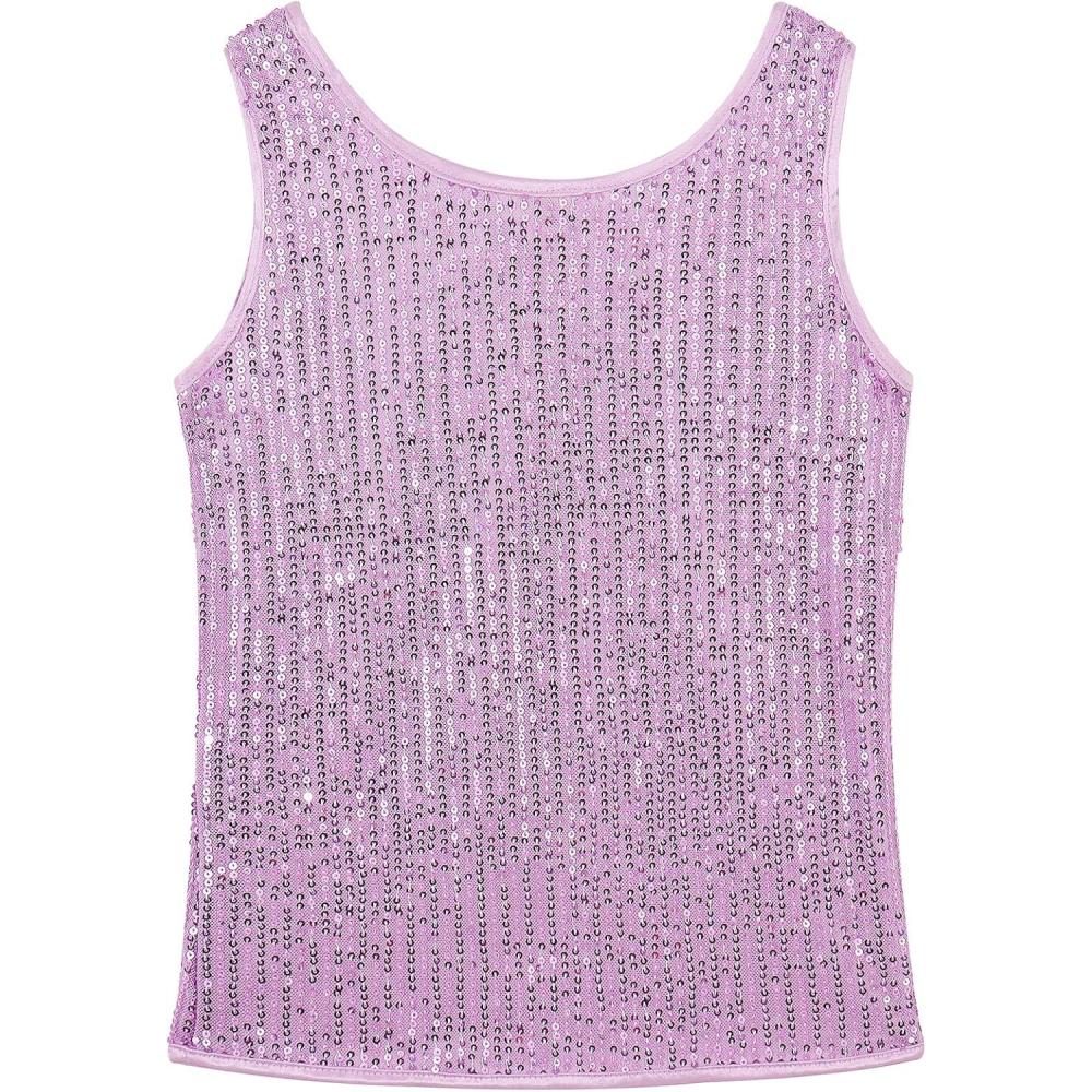 imageNoomelfish Girls Sequin Tank Tops Sparkly Glitter Dance Sleeveless Shirt 512 YearsLight Purple