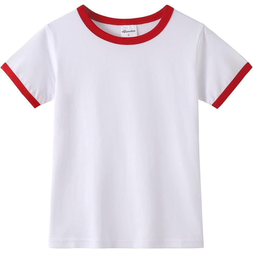 imageNoomelfish Girls Short Sleeve Ringer Tee Tops Contrast Binding Cotton TShirts 512 Years
