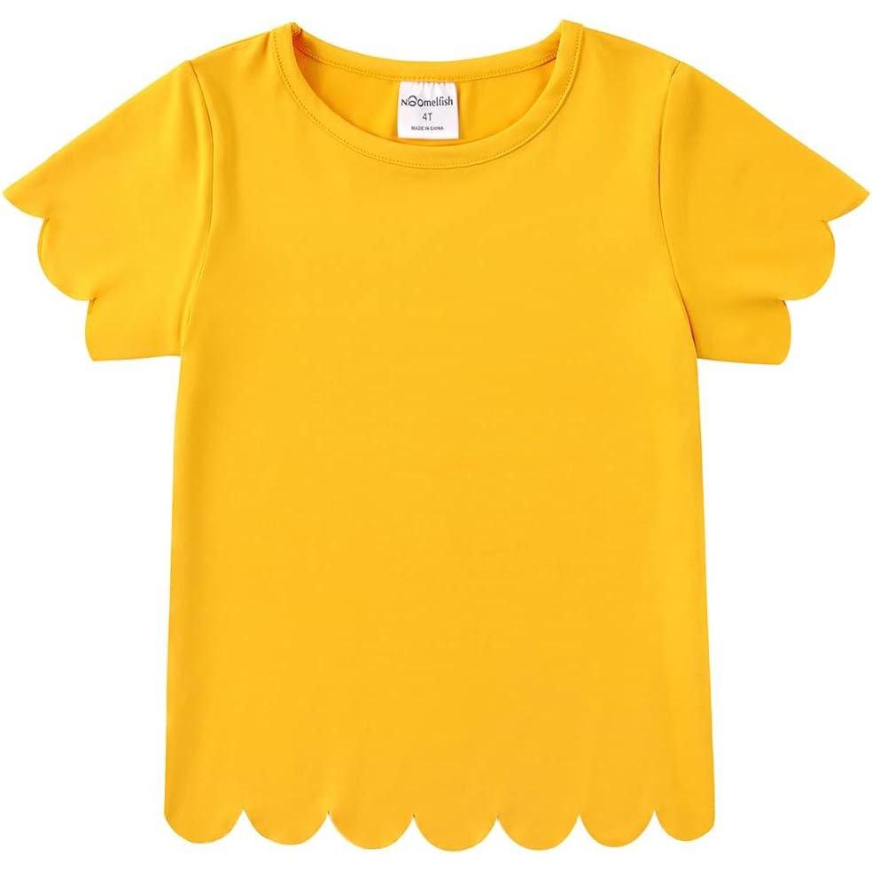 imageNoomelfish Girls Short Sleeve Scalloped Edge TShirts Casual Cute Summer Tee Tops Blouse 512 YearsYellow
