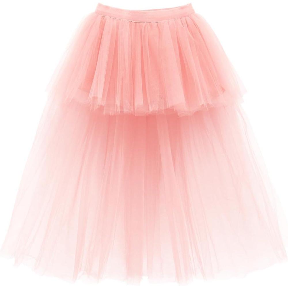 imageNoomlfish Girls High Low Long Tutu Skirts Kids Tulle Party Maxi Skirt 412 YearsBlush Pink