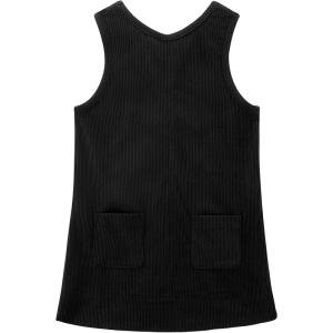 Noomelfish Girl Corduroy Jumper Dress Skirtall Overall Dresses Pinafore with Pockets(5-12 Years)(Black)
