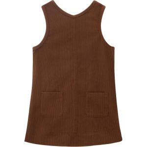 Noomelfish Girl Corduroy Jumper Dress Skirtall Overall Dresses Pinafore with Pockets(5-12 Years)(Brown)
