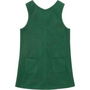 Noomelfish Girl Corduroy Jumper Dress Skirtall Overall Dresses Pinafore with Pockets(5-12 Years)(Green)