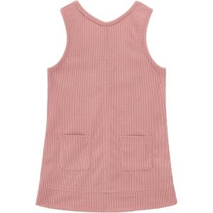 Noomelfish Girl Corduroy Jumper Dress Skirtall Overall Dresses Pinafore with Pockets(5-12 Years)(Pink)