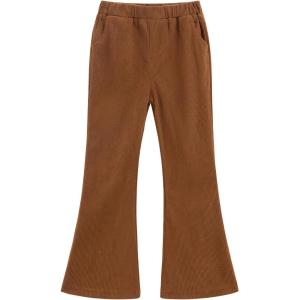 Noomelfish Girls Corduroy Flared Pant Fall Winter Bell Bottoms Trousers with Pockets (5-12 Years)(Brown)